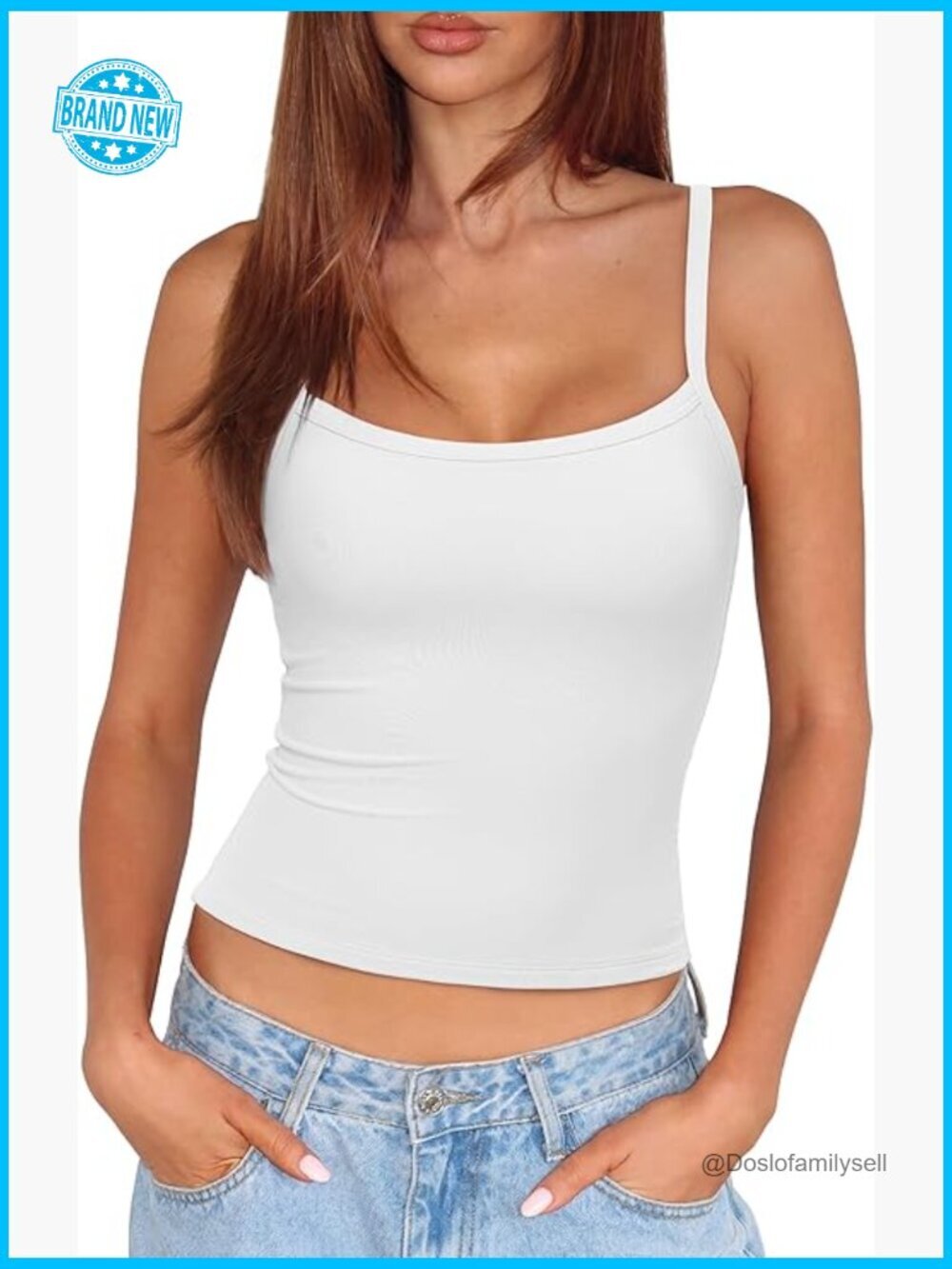 Built in Bra Tank Top Double Lined Square Neck Going Out Camisole Top Y2K